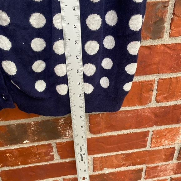 Fervour Womens 3X Navy Blue Polka Dot Scallop Trim Cardigan Sweater - Picture 7 of 8